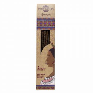 Amber Sacred Elements Artisanal Organic Incense Sticks, 12 Boxes of 10 Sticks
